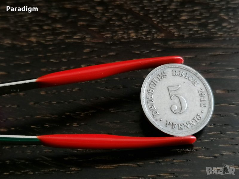 Райх монета - Германия - 5 пфенига | 1914г.; серия A, снимка 1