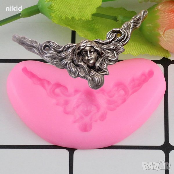 Ангел глава в триъгълник малък силиконов молд декорация украса фондан торта мъфини , снимка 1