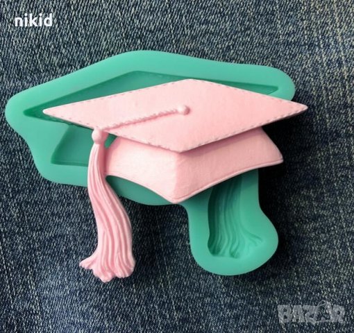 Голяма тога шапка за завършване силиконов молд форма декорация фондан мъфини