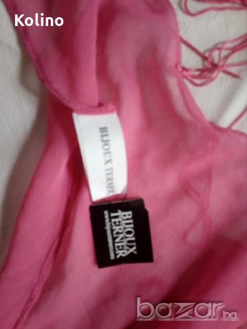 Ефирен дамски шал триъгълен, св. циклама с бяла бродерия, ”BIJOUX TERNER”, Индия, снимка 6 - Шапки - 21000349