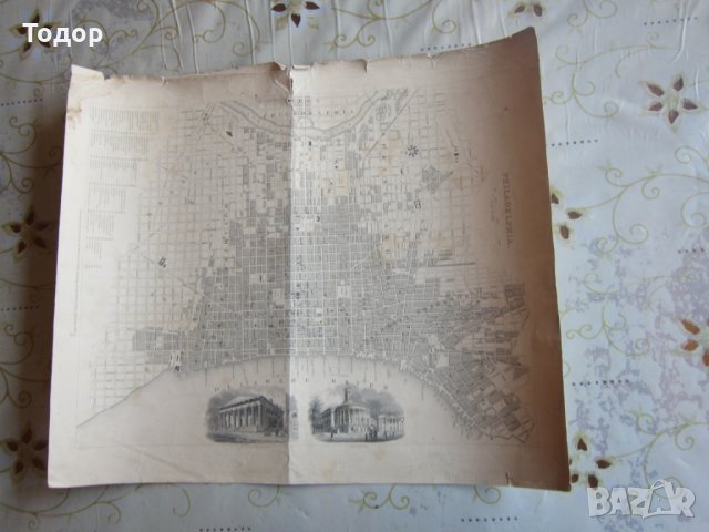Стара карта Филаделфия 1840, снимка 7 - Колекции - 25432548