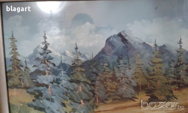 стара картина"Рилски пейзаж", снимка 5 - Картини - 17672100