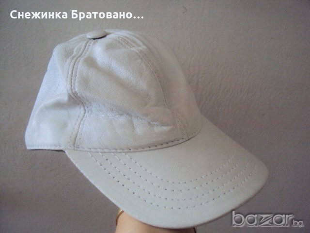 Дамска шапка от естествена бяла кожа , снимка 4 - Шапки - 18636413