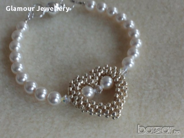 Перлена гривна сърце, снимка 4 - Гривни - 13473596