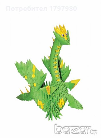 Комплект за изработване на модулно оригами Зелен дракон, снимка 4 - Други - 19520661