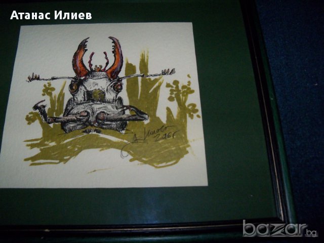 "Бръмбар рогач" картина от художничката Десислава Илиева, снимка 3 - Картини - 16257914