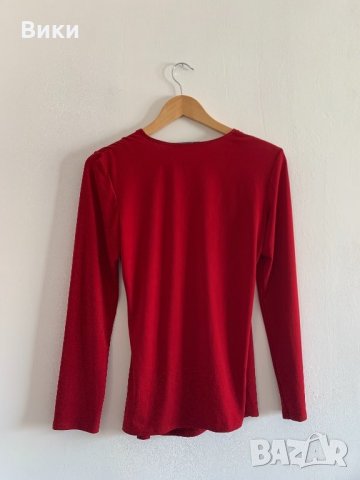 Червена блуза, снимка 3 - Блузи с дълъг ръкав и пуловери - 25473151