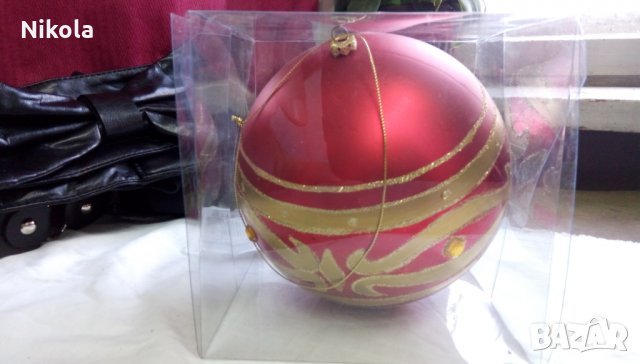 Коледна червена голяма топка Ф-15см , за елха или др., снимка 5 - Декорация за дома - 23409829