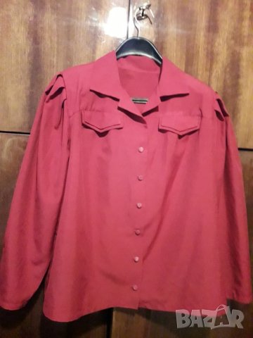 Дамска риза червена с копчета, снимка 3 - Ризи - 25161448