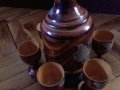 дървена бутилка на статив с 6 чаши -ръчна изработка, снимка 5