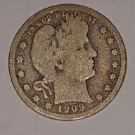25 Cents.Quarter Dollar 1909 Silver, снимка 4 - Нумизматика и бонистика - 16613297