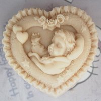 Заспало бебе в сърце кръщене Дълбок силиконов молд форма тесто фондан сапун гипс шоколад , снимка 1 - Форми - 23403102