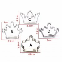 сет 4 Корони корона различни резец метални резци форми  за декорация бисквитки и фондан тесто украса, снимка 2 - Форми - 19010715