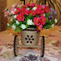 Декоративно колело триколка, велосипед с цветя за декорация, декор, украса за дома, снимка 4 - Декорация за дома - 22786655