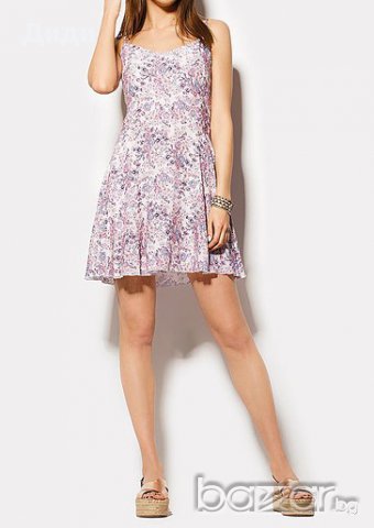 Къса лятна рокля на цветя в лилави нюанси - XS