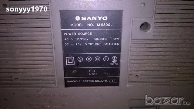  sanyo m9800l-japan-ретро касетофон-внос швеицария, снимка 12 - Радиокасетофони, транзистори - 16344767