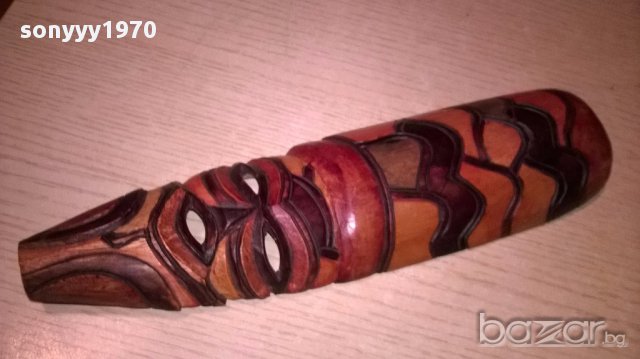 Африканска дървена маска-28х8см-внос швеицария, снимка 5 - Антикварни и старинни предмети - 17393806