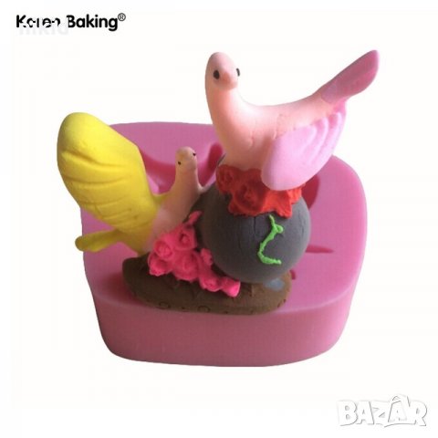 2 кацнали птички силиконов молд форма украса торта фондан шоколад и др
