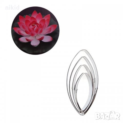 4 бр резци овални листа цвете лотос водна лилия метални резци за направа украса фондан резец форма