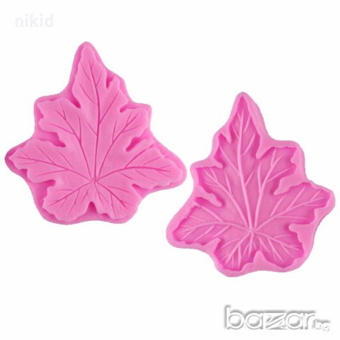 голямо есенно листо 2 части силиконов молд вейнър вайнър украса декор фондан шоколад торта, снимка 2 - Форми - 18543428