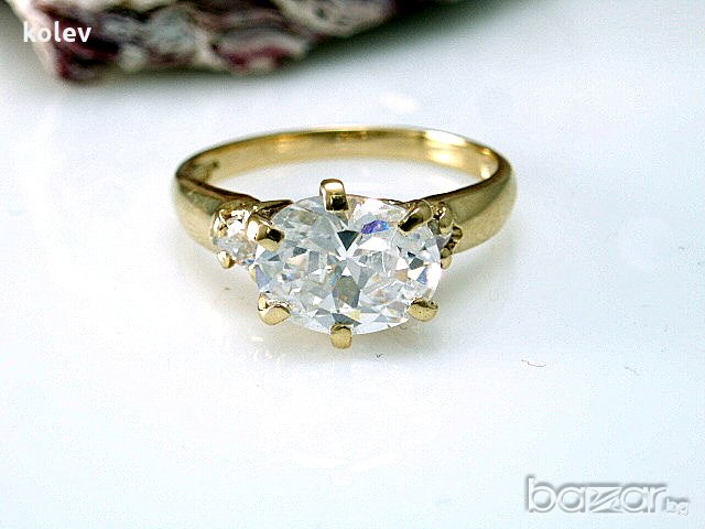 Златен пръстен КРАСИВ с цирконии 3.12 грама/размер №51, снимка 6 - Пръстени - 11250928