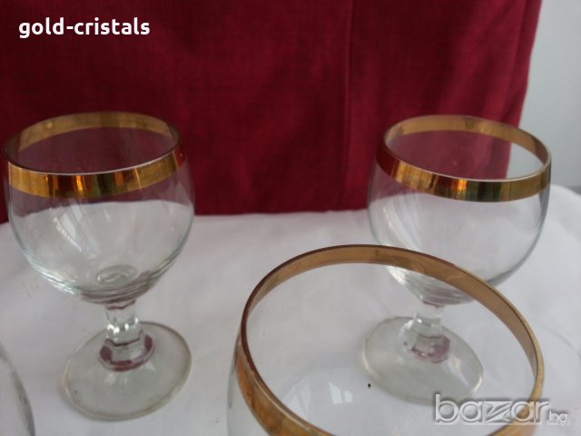 Ретро кристални чаши с златен кант , снимка 8 - Антикварни и старинни предмети - 19581397