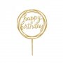 Happy Birthday в Кръг твърд Акрил Златен топер за торта Рожден Ден, снимка 2