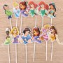 12 Принцеси горна част картонени топер топери клечки за декорация на мъфини кексчета и торта парти, снимка 2