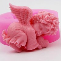 3d Приведен Ангел със сърце love в шепа силиконов молд кръщене фондан торта гипс сапун калъп пита, снимка 2 - Форми - 23300379