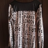блуза черно и бяло с надписи , снимка 2 - Блузи с дълъг ръкав и пуловери - 25764405