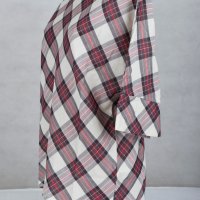 Дамска карирана блуза от памук и лен марка Enny Wear, снимка 3 - Блузи с дълъг ръкав и пуловери - 24502236