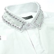 GIVENCHY WHITE STARS AND CRYSTAL BEADS Мъжка Риза с Кристали и Звезди size XS, снимка 3 - Ризи - 8273582