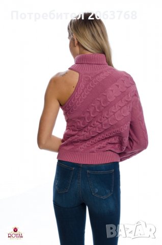 Модерен Дамски Пуловер с Един Ръкав, снимка 4 - Блузи с дълъг ръкав и пуловери - 23681488