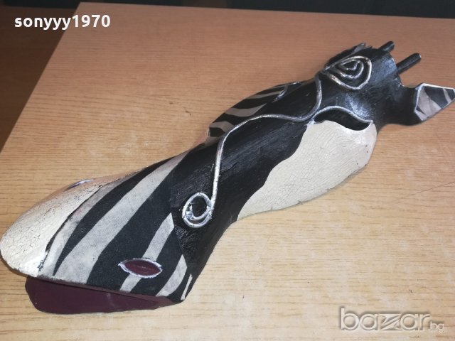 дървена маска-зебра-50х15х8см-внос швеицария, снимка 2 - Колекции - 20973842