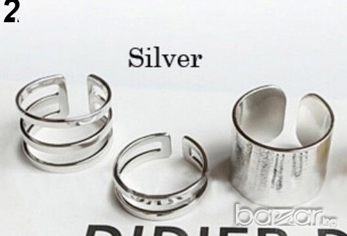 Комплект от три пръстена /А-28/. В наличност сребристи или златисти , снимка 2 - Пръстени - 8124529
