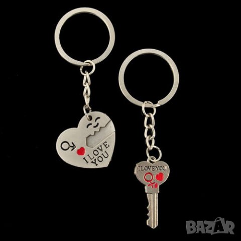 🔐💗 Сърце и Ключ за него - двойка ключодържатели за влюбени, снимка 11 - Бижутерийни комплекти - 22216596