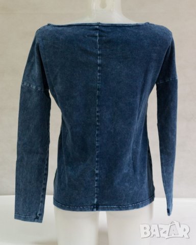 Памучна синя дамска блуза My Manifesto - M, снимка 3 - Блузи с дълъг ръкав и пуловери - 22208639