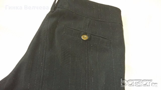 Черен панталон с лъскаво рае, снимка 3 - Панталони - 20031599