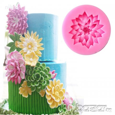 разцъфнал лотос лотус хризантема силиконов молд форма декорация торта фондан шоколад и др.