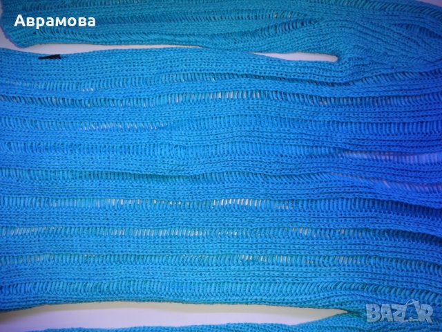 S/M Auzu синя дълга жилетка, фино плетиво – S/Mразмер, снимка 17 - Жилетки - 25152165