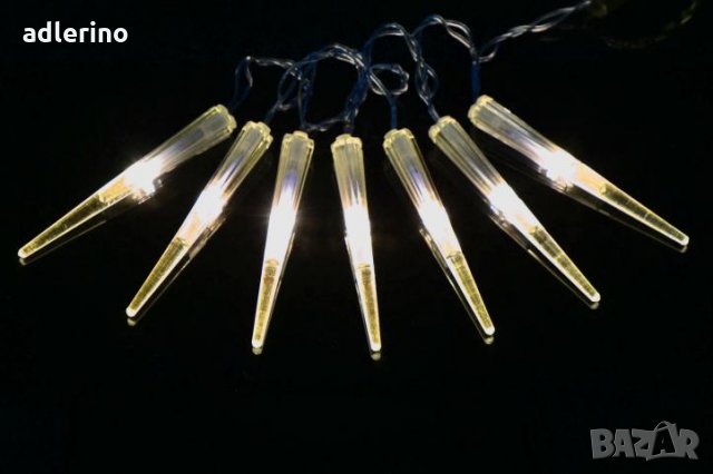 Зимна украса, ЛЕД гирлянда - Ледени висулки, коледна украса, с трафо, топло бяло, снимка 4 - Декорация за дома - 25043439