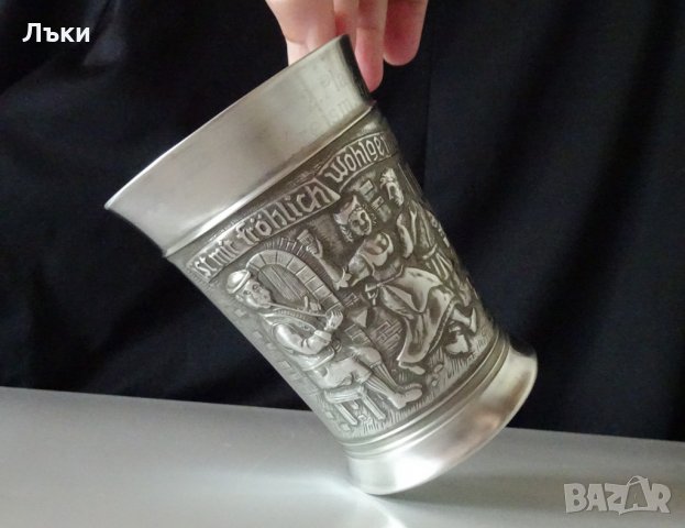 Гравирана чаша,халба от калай BMF. , снимка 4 - Антикварни и старинни предмети - 25737095