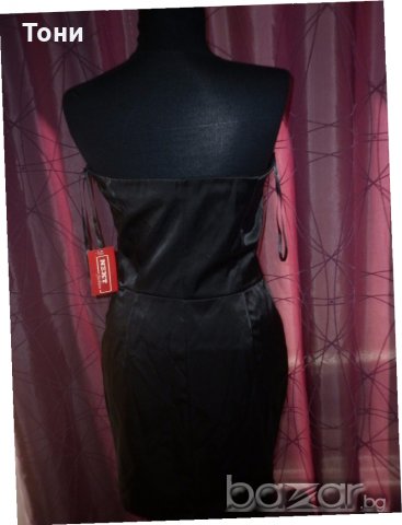 Черна рокля сатен с пайети , снимка 3 - Рокли - 19137258