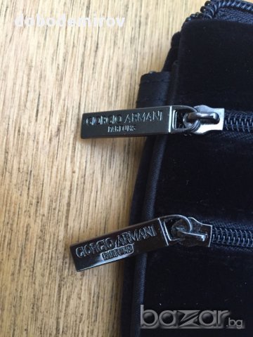 Нова чанта/клъч кадифе Giorgio Armani Velvet Black Wristlet оригинал, снимка 3 - Чанти - 12744741
