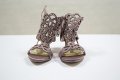 Сатенени сандали с камъни в цвят пепел от рози марка Furiezza	, снимка 1 - Сандали - 18435870