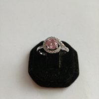 Сребърен пръстен  с розов цирконий - сребро проба 925, снимка 1 - Пръстени - 22894817