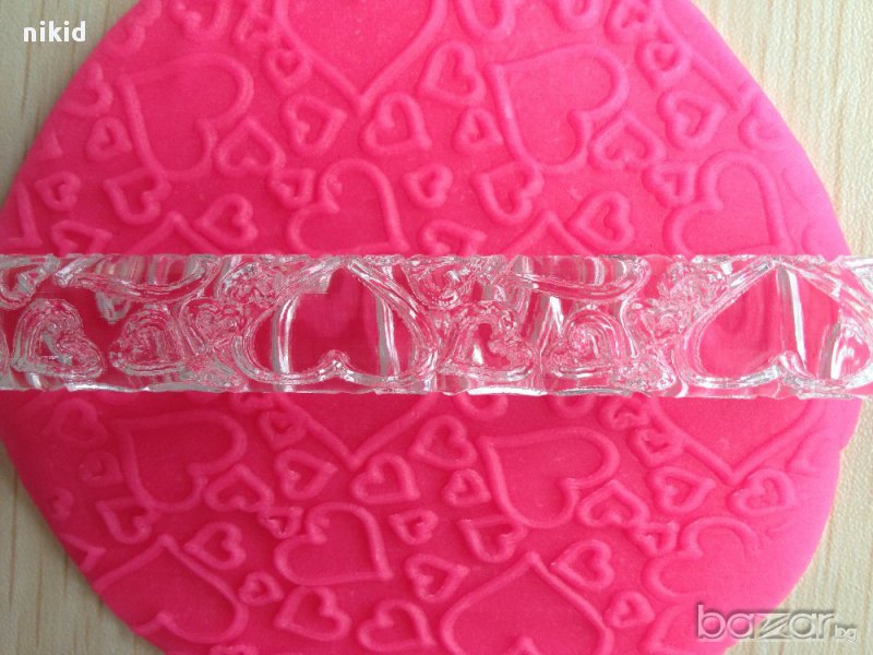 сърца Прозрачна релефна текстурна точилка за фондан украса торта сладки, снимка 1