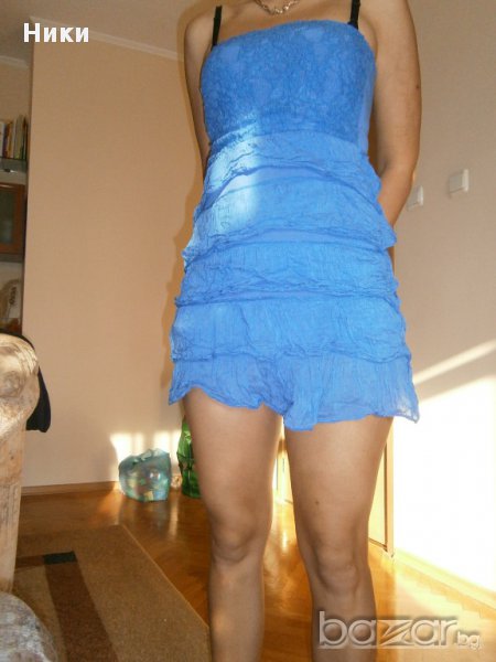 Синя рокля / туника / с воали - ластична ,универсален размер-xs ,s,m, снимка 1