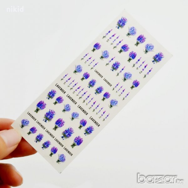ds-429 Лавандула лист татос ваденки водни стикери за нокти маникюр декорация, снимка 1