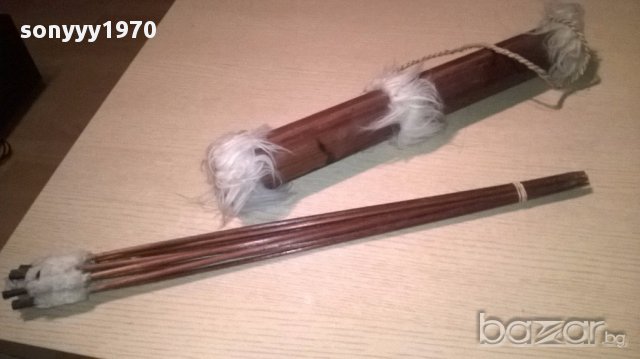 Стрели комплект с кобур от бамбук-58см-внос швеицария, снимка 4 - Антикварни и старинни предмети - 17103527